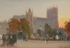 Parliament Square by George Hyde Pownall, Oil on board, sold Mar 2025