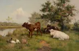 River landscape with cows and ducks Signed CLAUDE CARDON by Claude Cardon, Oil on canvas, sold Mar 2025