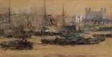 The Thames with the Tower of London Signed and dated T by Thomas Bush Hardy, Watercolour heightened with white, sold Mar 2025