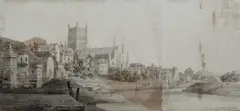 The Severn at Worcester Signed W by William Marlow, Pen and ink, and watercolour, sold Mar 2025