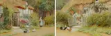 Ducks outside a cottage by Arthur Claude Strachan, watercolour, sold Mar 2025