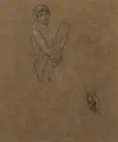 Studies of a boy holding a scroll by Edward John Poynter, watercolor, sold Mar 2025