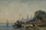 Barges on the Elbe at Dresden Signed WWyld by William Wyld, Watercolour heightened with white and scratching out, sold Mar 2025