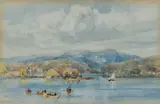View of Stavanger by Mary Weatherill, Watercolour heightened with white, sold Mar 2025