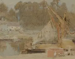 On the Medway Signed Albert Goodwin by Albert Goodwin, Pencil and watercolour with scratching out, offered Mar 2025