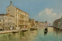 View of the Cannaregio Canal with Palazzo Surian Bellotto by Alberto Prosdocimi, Watercolour, sold Mar 2025