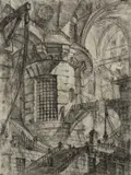 The Round Tower by Giovanni Battista Piranesi, Etching and engraving, from Carceri d'Invenzione , first edition, sold Mar 2025