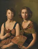 Portrait of two women by Lionel Ellis, Oil on canvas, sold Dec 2024
