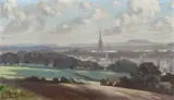 View of Salisbury from Old Sarum Signed Eric Brown/Brown by Eric Brown, Oil on canvas, sold Dec 2024