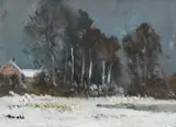 Winter at Bouville Signed AMalet by Albert Malet, Oil on canvas, sold Dec 2024