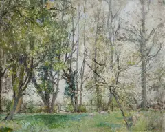 Silvery poplars and willows in a meadow near Arles Signed with by Kate Elizabeth Olver, Oil on canvas, sold Dec 2024