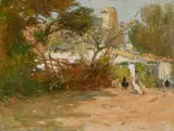 Chickens in a farmyard Signed JW Booth by James William Booth, Oil on canvas, sold Dec 2024