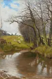By the Stream Signed and dated JW Booth 1906 by James William Booth, Oil on canvas, offered Dec 2024