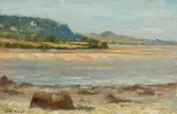 Coastal landscape at low tide Signed JW Booth by James William Booth, Oil on board, sold Dec 2024