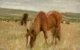 Landscape with horses grazing Signed JW Booth RCA by James William Booth, Oil on board, offered Dec 2024