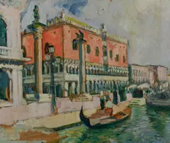 View of The Doge's Palace with The Columns of San Marco by George Leslie Hunter, Oil on board, sold Dec 2024