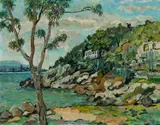Lovers' Leap by Albert Huie, Oil on board, sold Dec 2024