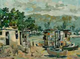 Royal Jamacia Yacht Club Signed Huie by Albert Huie, Oil on canvasboard, sold Dec 2024