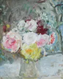 Still life with flowers in a vase Signed Engelbach by Florence Engelbach, Oil on canvas, sold Dec 2024