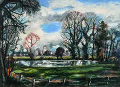 Winter landscape by Rowland Suddaby, Oil on canvas, sold Dec 2024