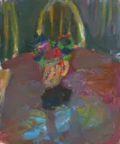 Dining room table Signed Sargy by Sargy Mann, Oil on board, sold Dec 2024