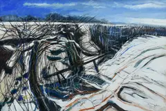 Diagonal Hedgerow and Deep Snow No by Anthony Rossiter, Mixed media on card, sold Dec 2024