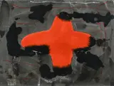 Red cross Signed M Cockrill by Maurice Cockrill, Mixed media on paper, sold Dec 2024