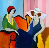 Lost in Thought Signed Tarkay by Itzchak Tarkay, Oil on canvas, sold Dec 2024
