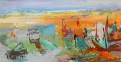 Beach Scene Signed and dated Clifford Fishwick 89 by Clifford Fishwick, Oil on board, sold Dec 2024