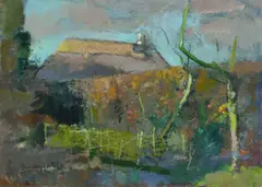 Thatched Cottage by Frederick Cuming, Oil on board, sold Dec 2024