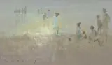 Figures on the beach Signed Cuming by Frederick Cuming, Oil on board, sold Dec 2024