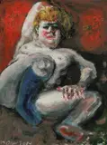 Model with a blue sock Signed HOWSON by Peter Howson, Mixed media on paper, sold Dec 2024