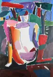 Seated nude by Fraser Taylor, Oil and charcoal on paper, sold Dec 2024