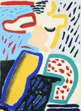 Running figure Signed and dated Fraser Taylor 84 by Fraser Taylor, Acrylic and charcoal on paper, sold Dec 2024