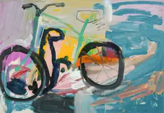 Bicycle Signed and dated Fraser Taylor 89 by Fraser Taylor, Oil on paper, offered Dec 2024