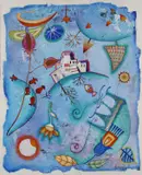 Como pez en la noche Signed and dated Farinas 98 by Raquel Perez Fariñas, Acrylic on board, sold Dec 2024