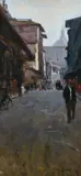 The Ponte Vecchio by Osvaldo Curandai, Oil on panel, sold Dec 2024