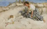 On the dunes Signed Sims by Charles Sims, Watercolour, sold Dec 2024