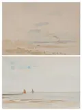 Coastal landscape with a steamboat by Philip Wilson Steer Om, watercolour, sold Dec 2024