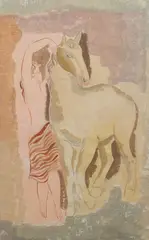 Horse and rider Signed KÁDÁR/BELA by Béla Kádár, Gouache, sold Dec 2024