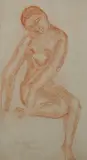 Study of a female nude Signed and inscribed M by Moissey Kogan, watercolor, sold Dec 2024