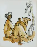 Harnessing the camel by James Page-Roberts, Oil on paper, sold Dec 2024