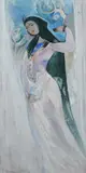 Portrait of a young woman holding a bottle and bowl by Sarkis Katchadourian, Pencil, watercolour and bodycolour, sold Dec 2024