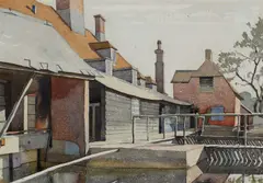 View of a mill under grey skies Signed VERONICA/BURLEIGH by Veronica Burleigh, Pencil and watercolour, sold Dec 2024