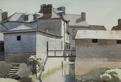 View of a mill built over a river Pencil and by Veronica Burleigh, Pencil and watercolour, sold Dec 2024