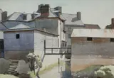 View of a mill built over a river Pencil and by Veronica Burleigh, Pencil and watercolour, sold Dec 2024