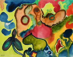 Abstract Signed and dated GWPailthorpe/1 by Grace Pailthorpe, Watercolour heightened with bodycolour, sold Dec 2024