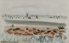 Cut Reed Bed Muchelney Signed John Piper by John Piper Ch, Watercolour and bodycolour, sold Dec 2024