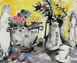 The Colander Still Life Signed Lydia Corbett by Lydia Corbett, Pen and black ink and watercolour, sold Dec 2024