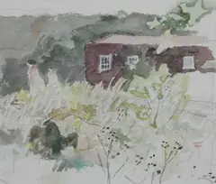Figure by a Cottage Pencil and by Mary Potter, Pencil and watercolour, sold Dec 2024